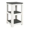 Table d'appoint laqué blanc 3 plateaux décor granit