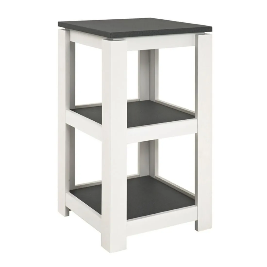 Table d'appoint laqué blanc 3 plateaux décor granit