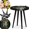 Table d'appoint magnétique ronde à rebord Bipolart Métal Noir avec 3 Tops style Fun