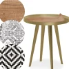 Table d'appoint magnétique ronde à rebord Bipolart Métal Or avec 3 Tops style Natural