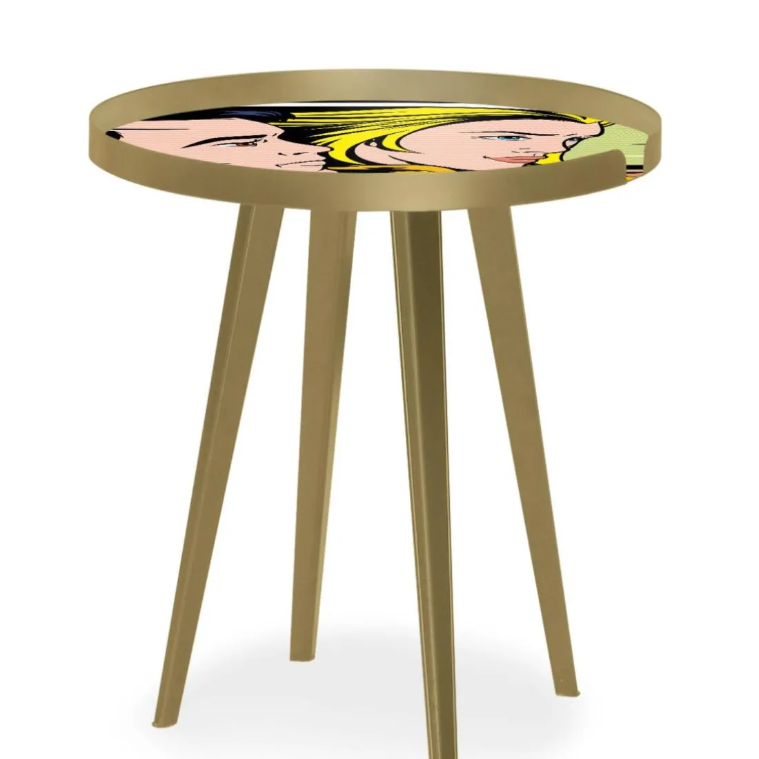 Table d'appoint magnétique ronde à rebord Bipolart Métal Or avec 3 Tops style Fun