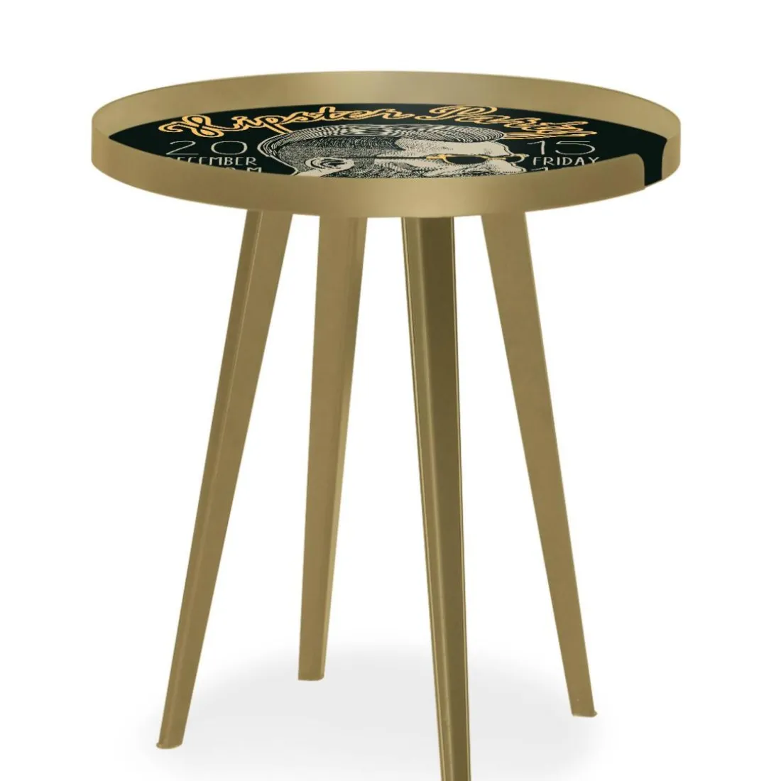 Table d'appoint magnétique ronde à rebord Bipolart Métal Or avec 3 Tops style Fun