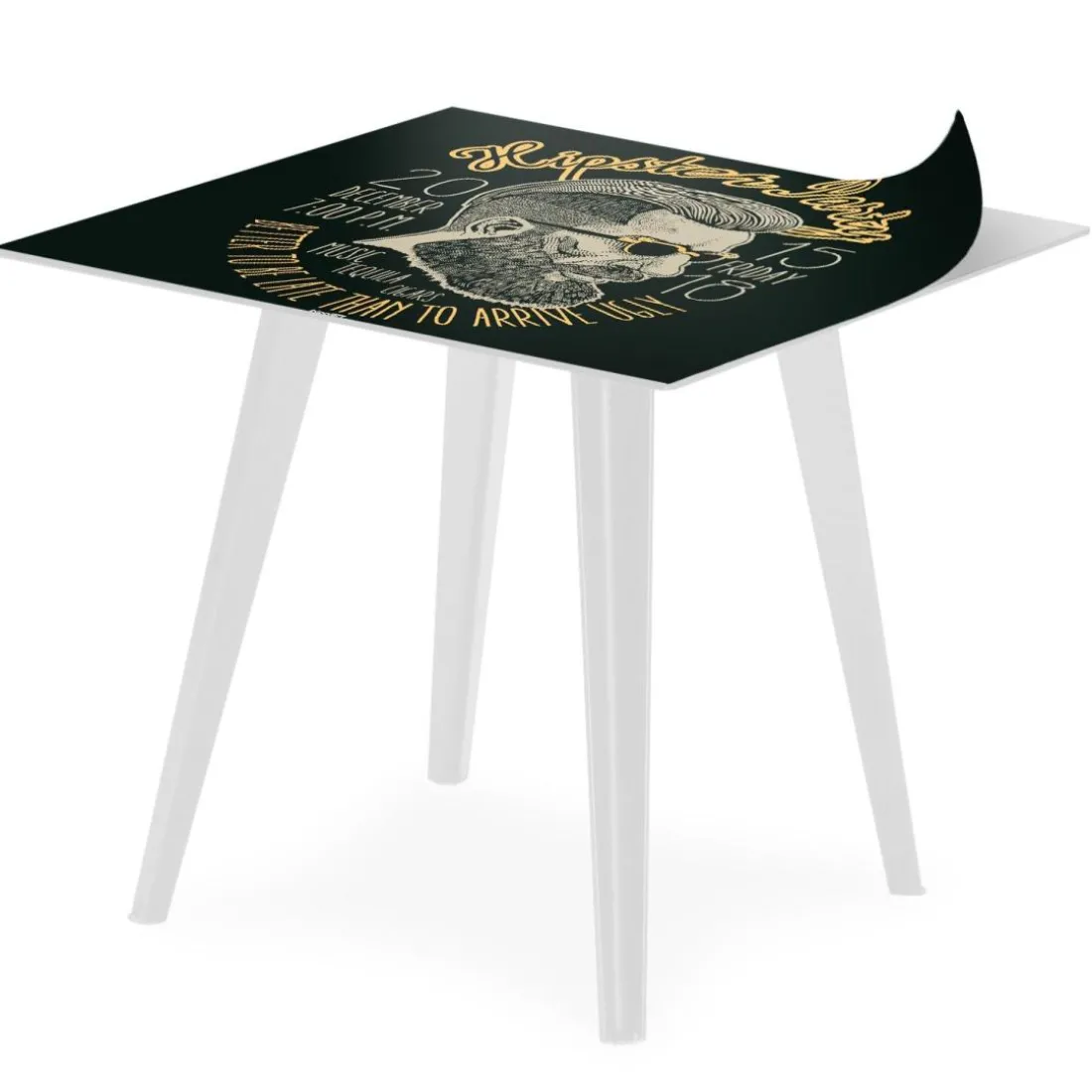 Table d'appoint magnétique carrée Bipolart Métal Blanc avec 3 Tops style Fun