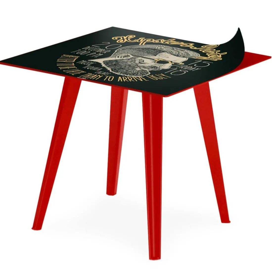 Table d'appoint magnétique carrée Bipolart Métal Rouge avec 3 Tops style Fun