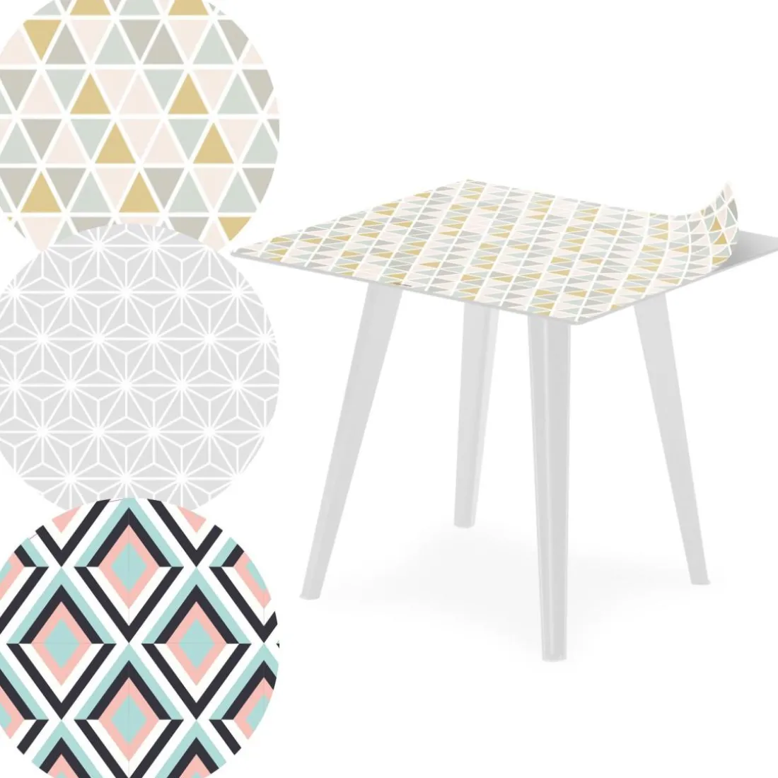 Table d'appoint magnétique carrée Bipolart Métal Blanc avec 3 Tops style Scandinave