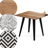Table d'appoint magnétique carrée Bipolart Métal Noir avec 3 Tops style Natural