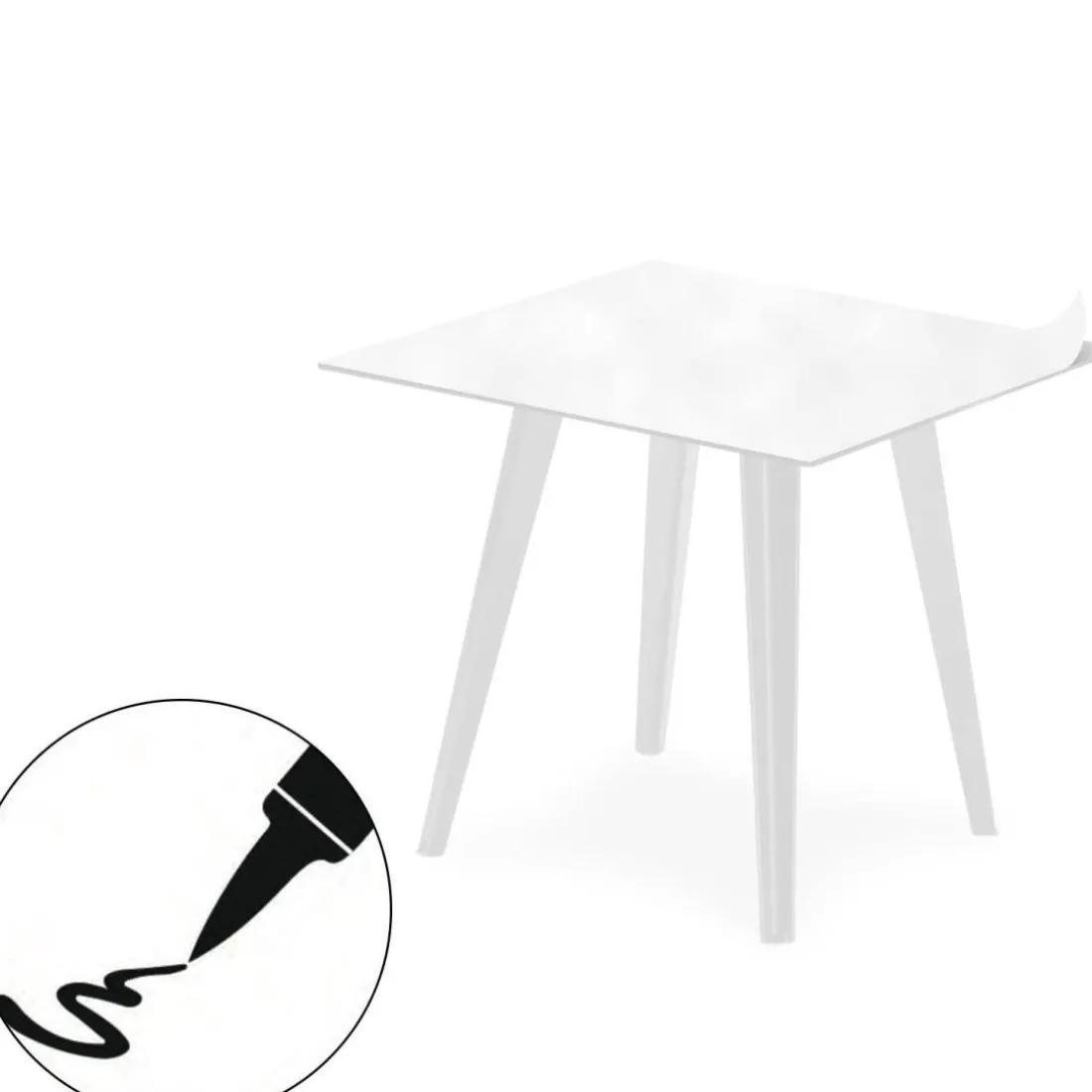 Table d'appoint magnétique carrée Bipolart Métal Blanc avec 1 Top Tableau blanc effaçable