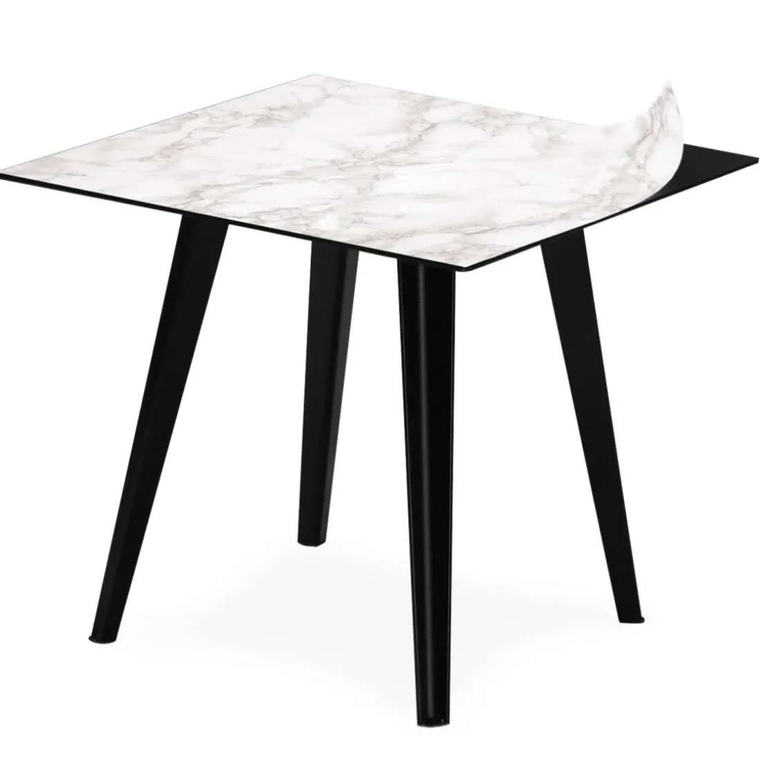 Table d'appoint magnétique carrée Bipolart Métal Noir avec 3 Tops style Textures