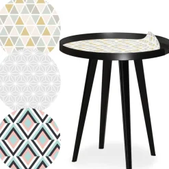Table d'appoint magnétique ronde à rebord Bipolart Métal Noir avec 3 Tops style Scandinave