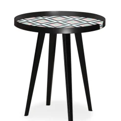 Table d'appoint magnétique ronde à rebord Bipolart Métal Noir avec 3 Tops style Scandinave