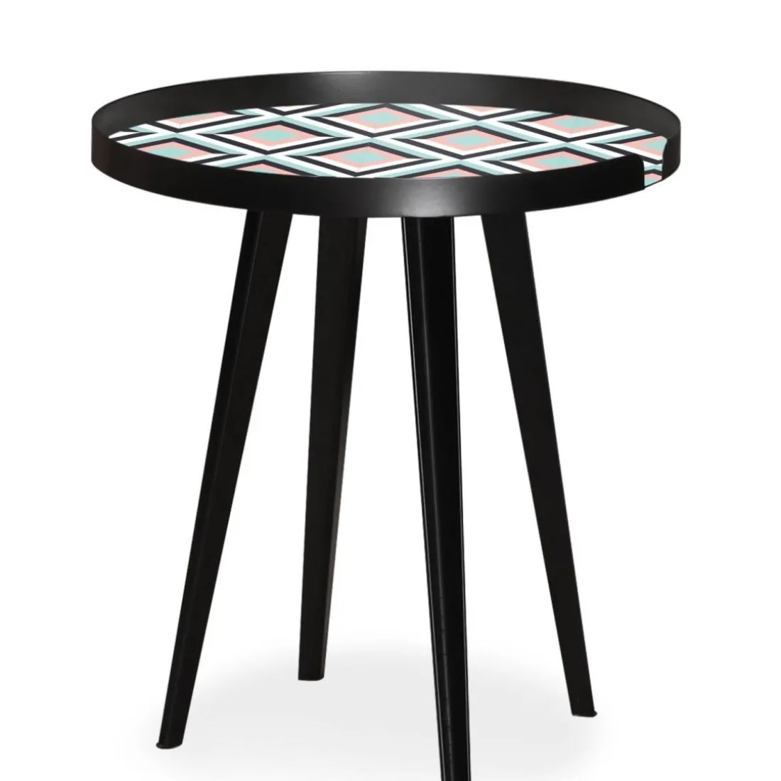 Table d'appoint magnétique ronde à rebord Bipolart Métal Noir avec 3 Tops style Scandinave