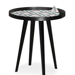 Table d'appoint magnétique ronde à rebord Bipolart Métal Noir avec 3 Tops style Scandinave