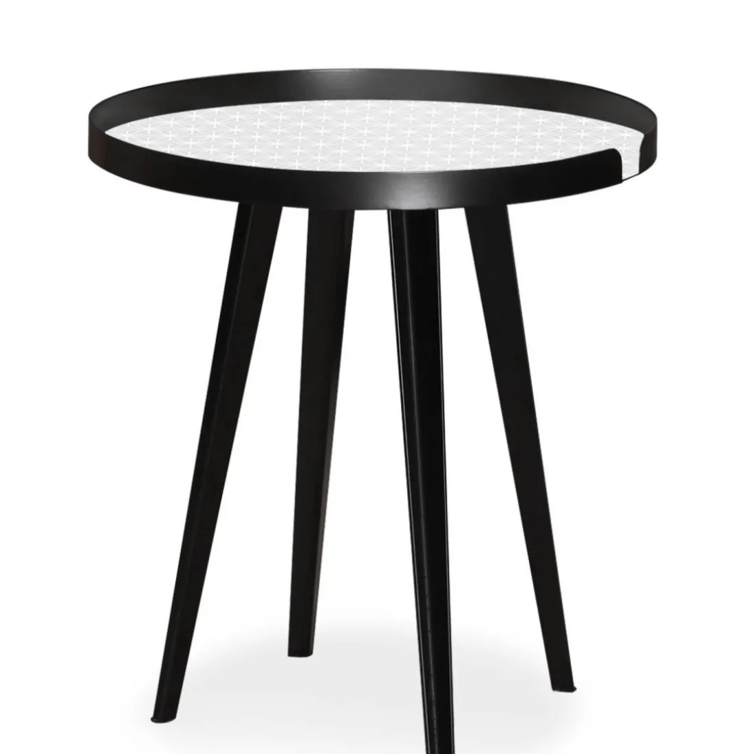 Table d'appoint magnétique ronde à rebord Bipolart Métal Noir avec 3 Tops style Scandinave