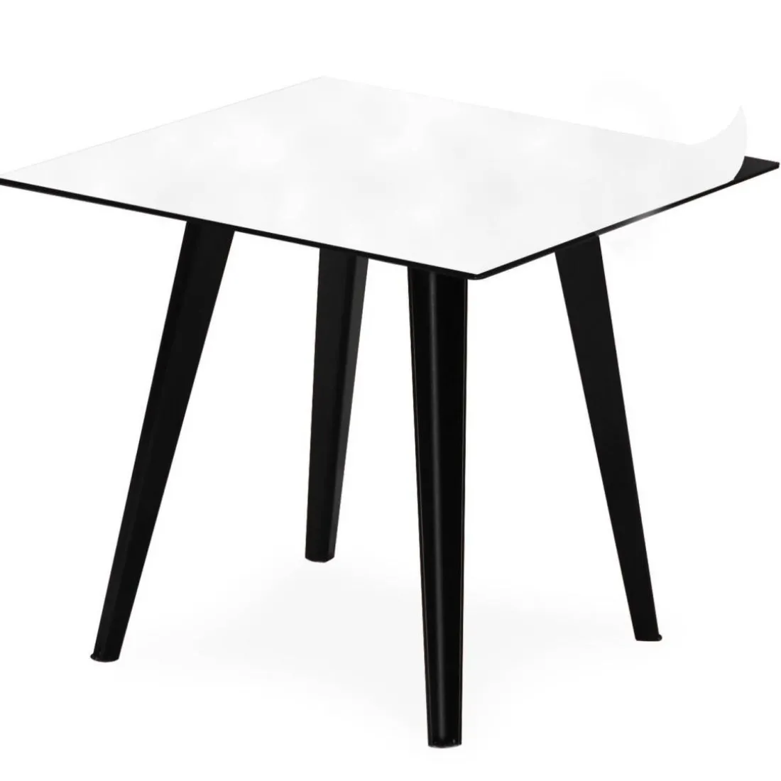Table d'appoint magnétique carrée Bipolart Métal Noir avec 1 Top Tableau blanc effaçable