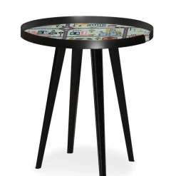 Table d'appoint magnétique ronde à rebord Bipolart Métal Noir avec 3 Tops style Kid