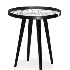 Table d'appoint magnétique ronde à rebord Bipolart Métal Noir avec 3 Tops style Kid