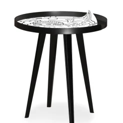 Table d'appoint magnétique ronde à rebord Bipolart Métal Noir avec 3 Tops style Kid