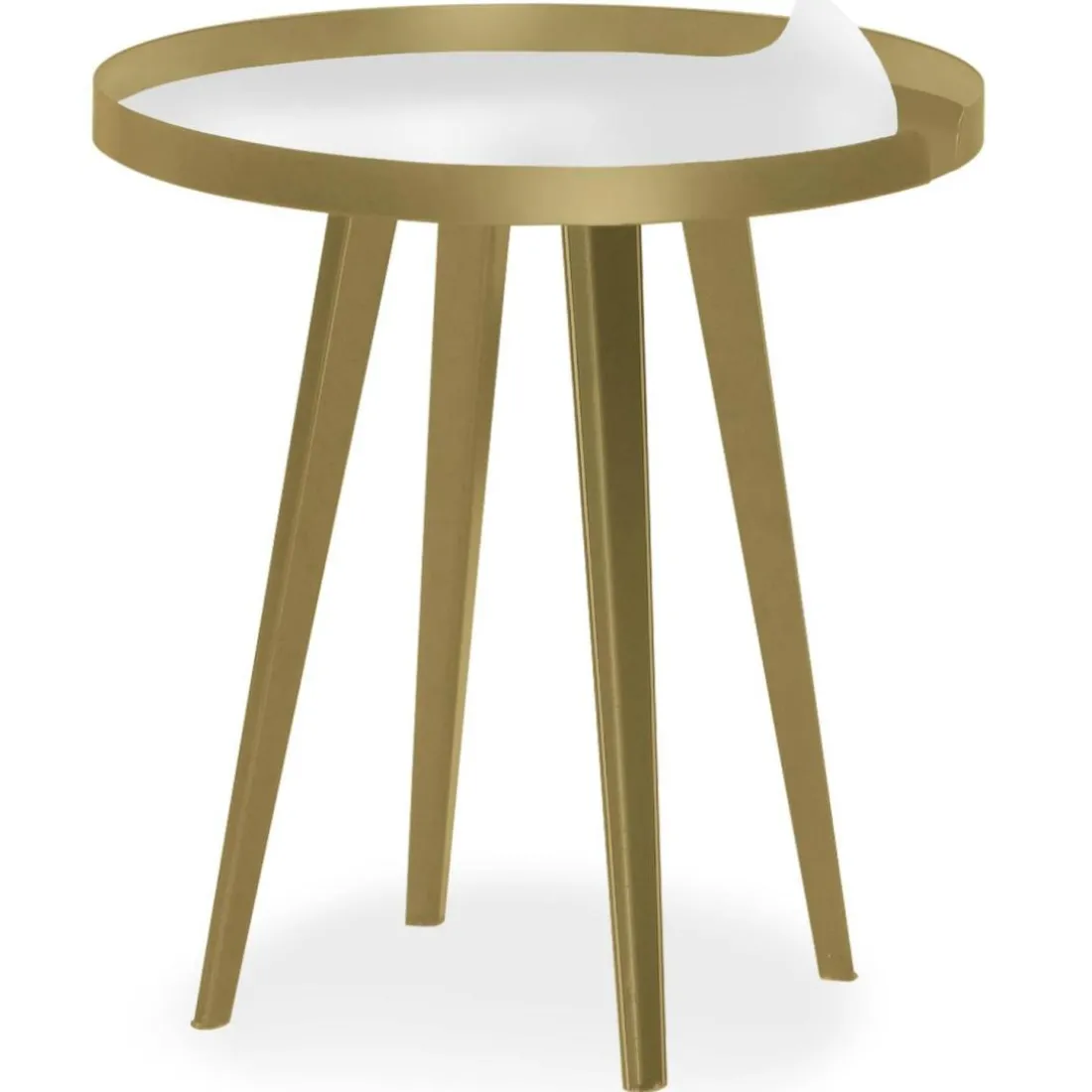 Table d'appoint magnétique ronde à rebord Bipolart Métal Or avec 1 Top Tableau blanc effaçable