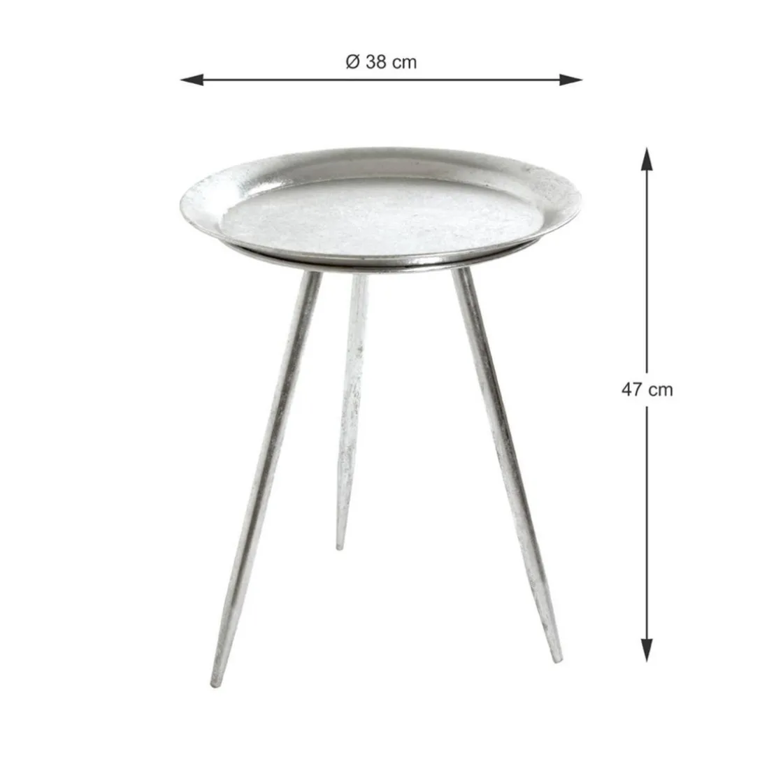Table d'appoint métal laqué argent petit modèle
