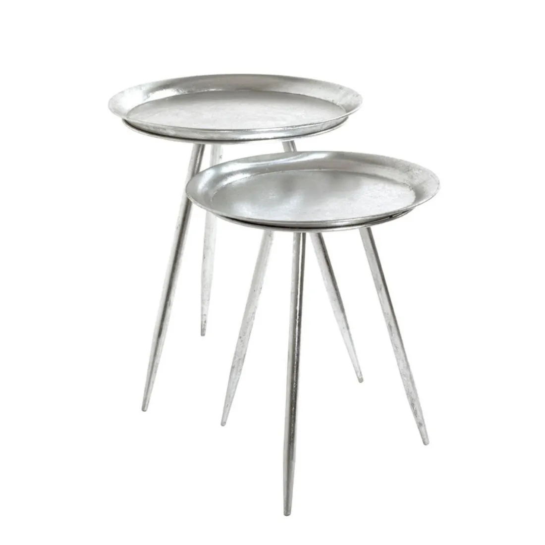 Table d'appoint métal laqué argent petit modèle