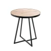 Table d'appoint métal laqué noir plateau décor chêne