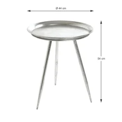 Table d'appoint métal laqué argent grand modèle