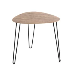 table d'appoint métal laqué noir décor chêne