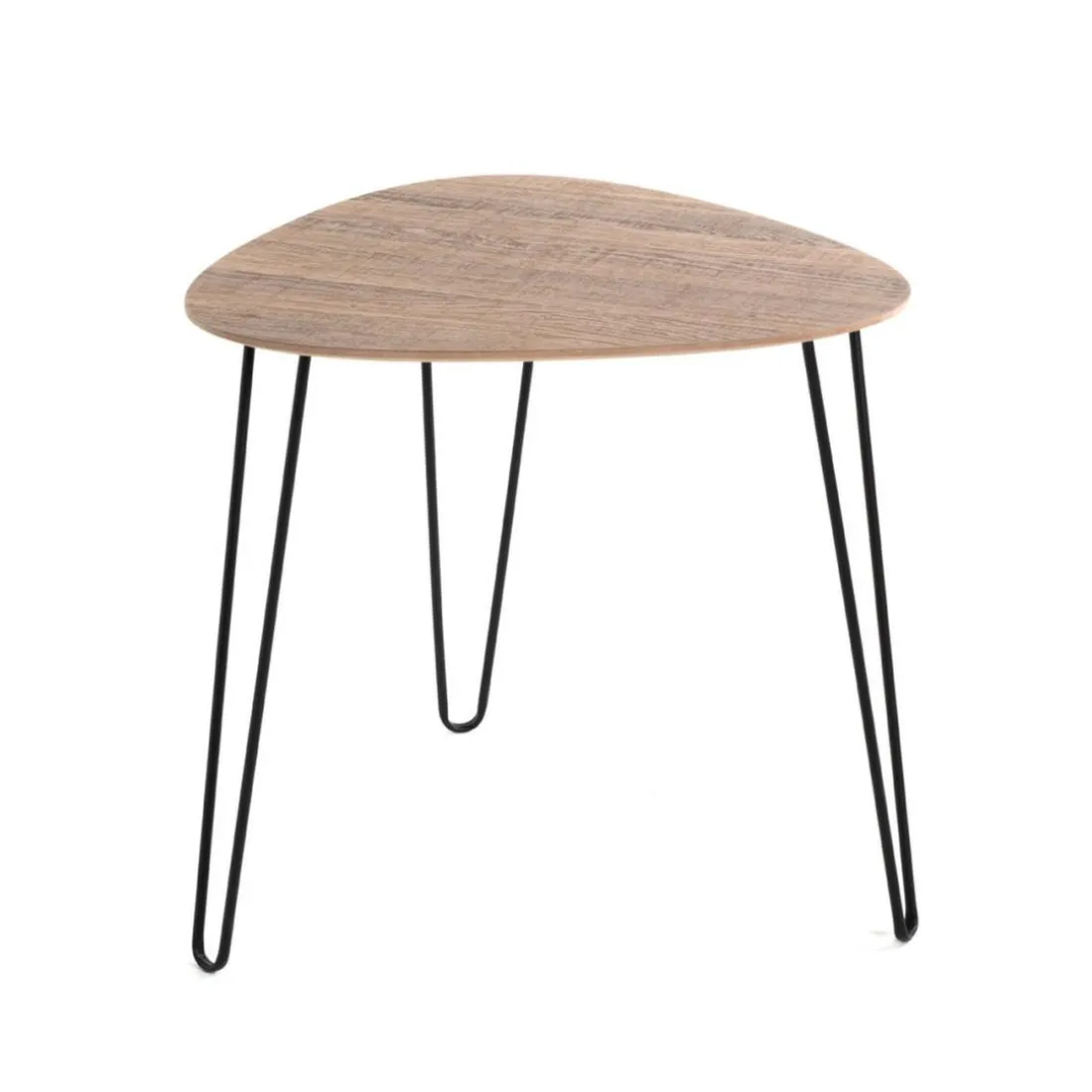 table d'appoint métal laqué noir décor chêne