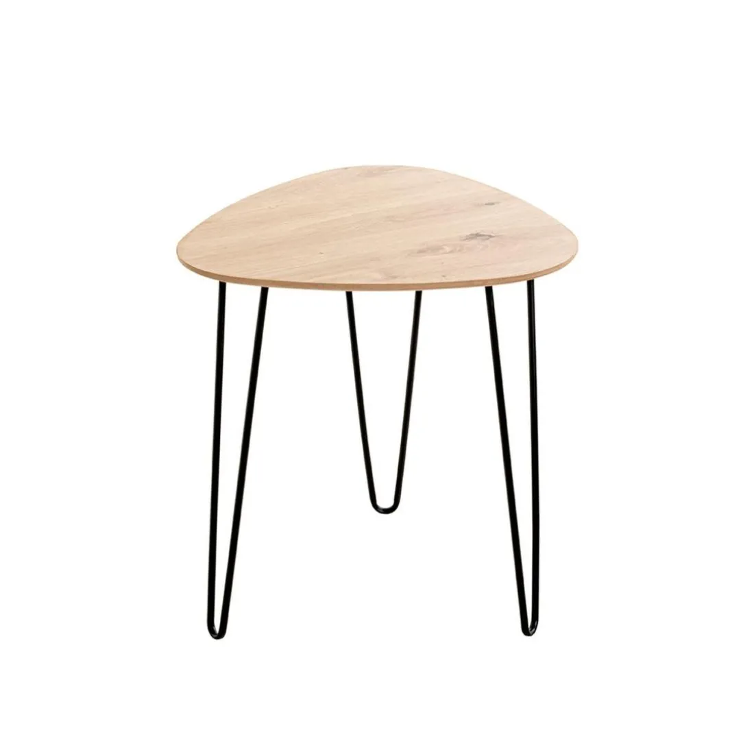 Table d'appoint métal laqué noir et plateau décor chêne