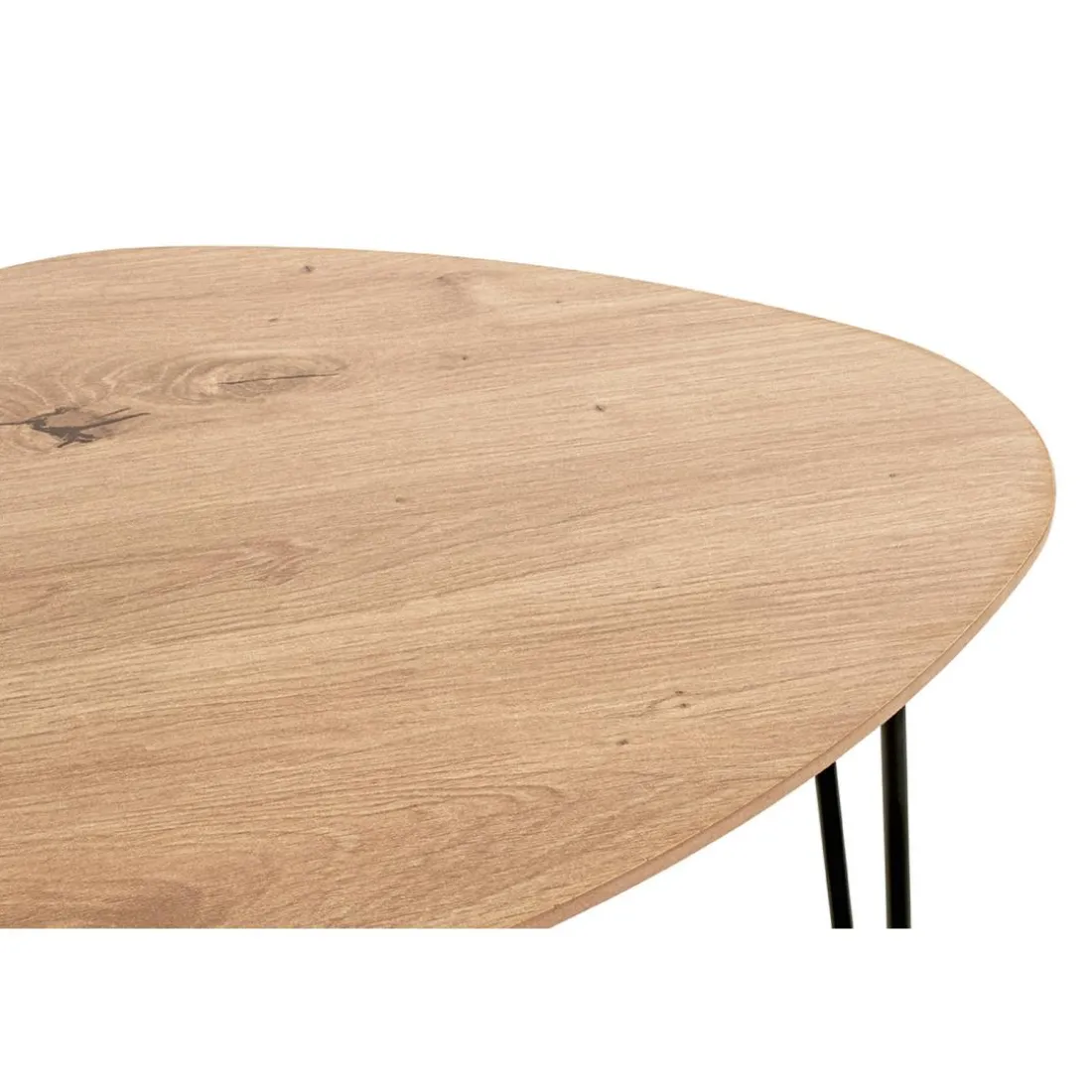 Table d'appoint métal laqué noir et plateau décor chêne