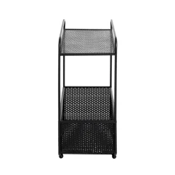 Table d'appoint métal noir porte journeaux integré