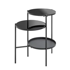 Table d'appoint noir design plateaux en verre trempé