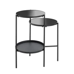 Table d'appoint noir design plateaux en verre trempé