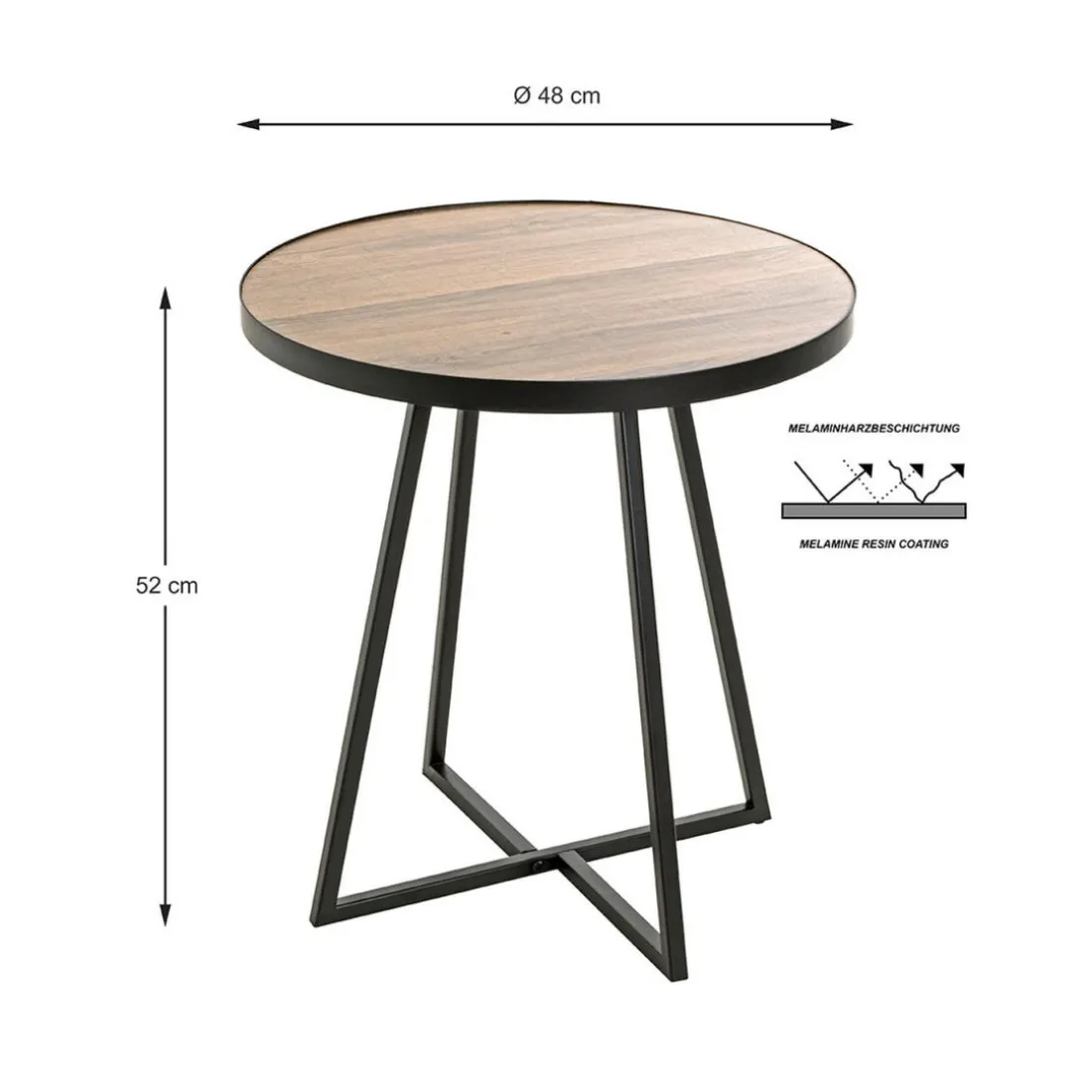 Table d'appoint noir en métal laqué