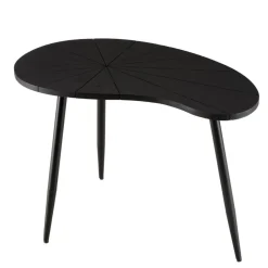 Table d’appoint ovoïde plateau texturé Noir mat et pieds Fer noir JAMES