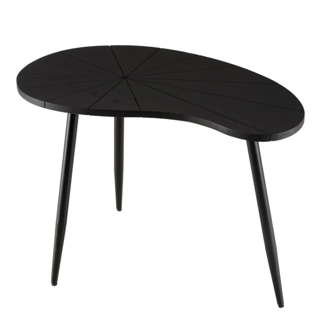 Table d’appoint ovoïde plateau texturé Noir mat et pieds Fer noir JAMES