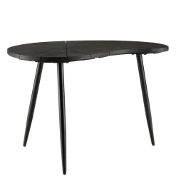Table d’appoint ovoïde plateau texturé Noir mat et pieds Fer noir JAMES