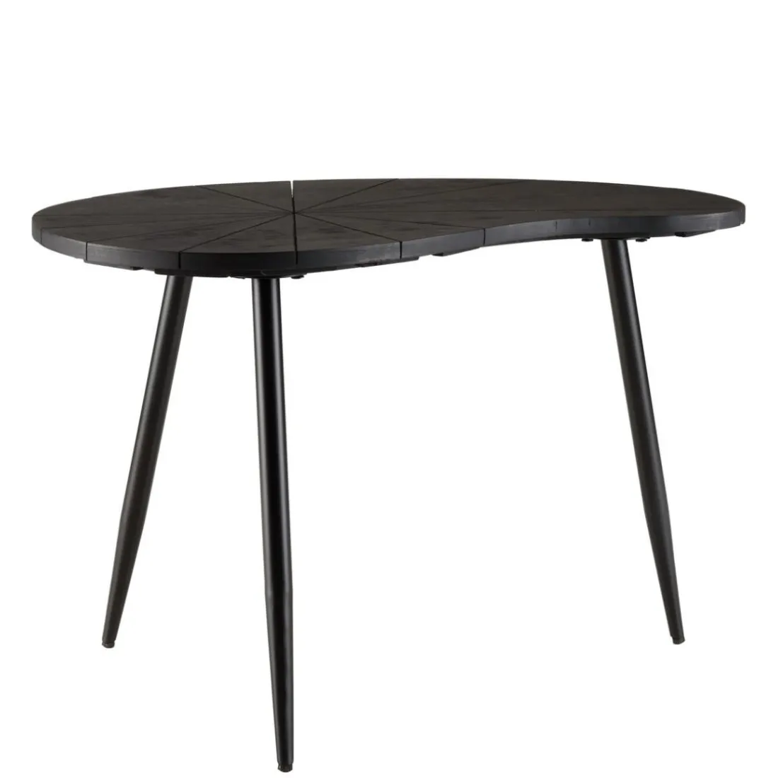 Table d’appoint ovoïde plateau texturé Noir mat et pieds Fer noir JAMES