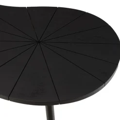 Table d’appoint ovoïde plateau texturé Noir mat et pieds Fer noir JAMES