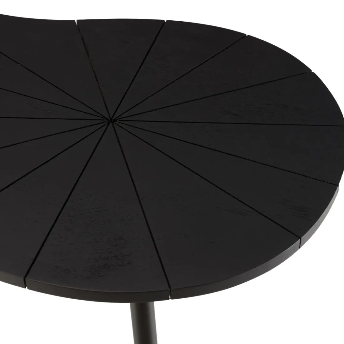 Table d’appoint ovoïde plateau texturé Noir mat et pieds Fer noir JAMES