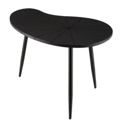 Table d’appoint ovoïde plateau texturé Noir mat et pieds Fer noir JAMES