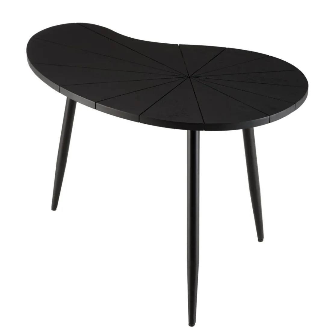 Table d’appoint ovoïde plateau texturé Noir mat et pieds Fer noir JAMES