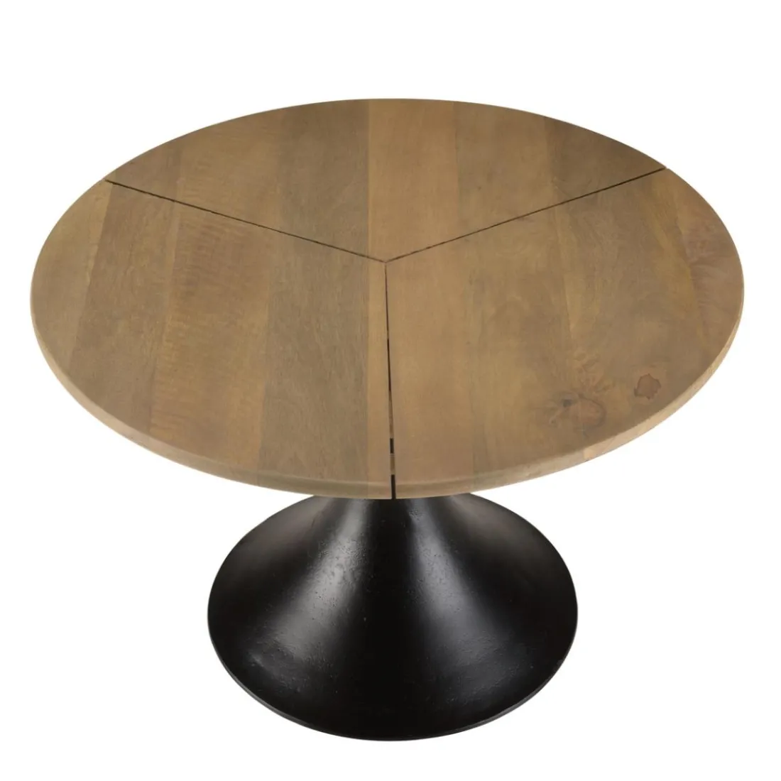 Table d’appoint plateau en Manguier et pied évasé Noir mat JAMES