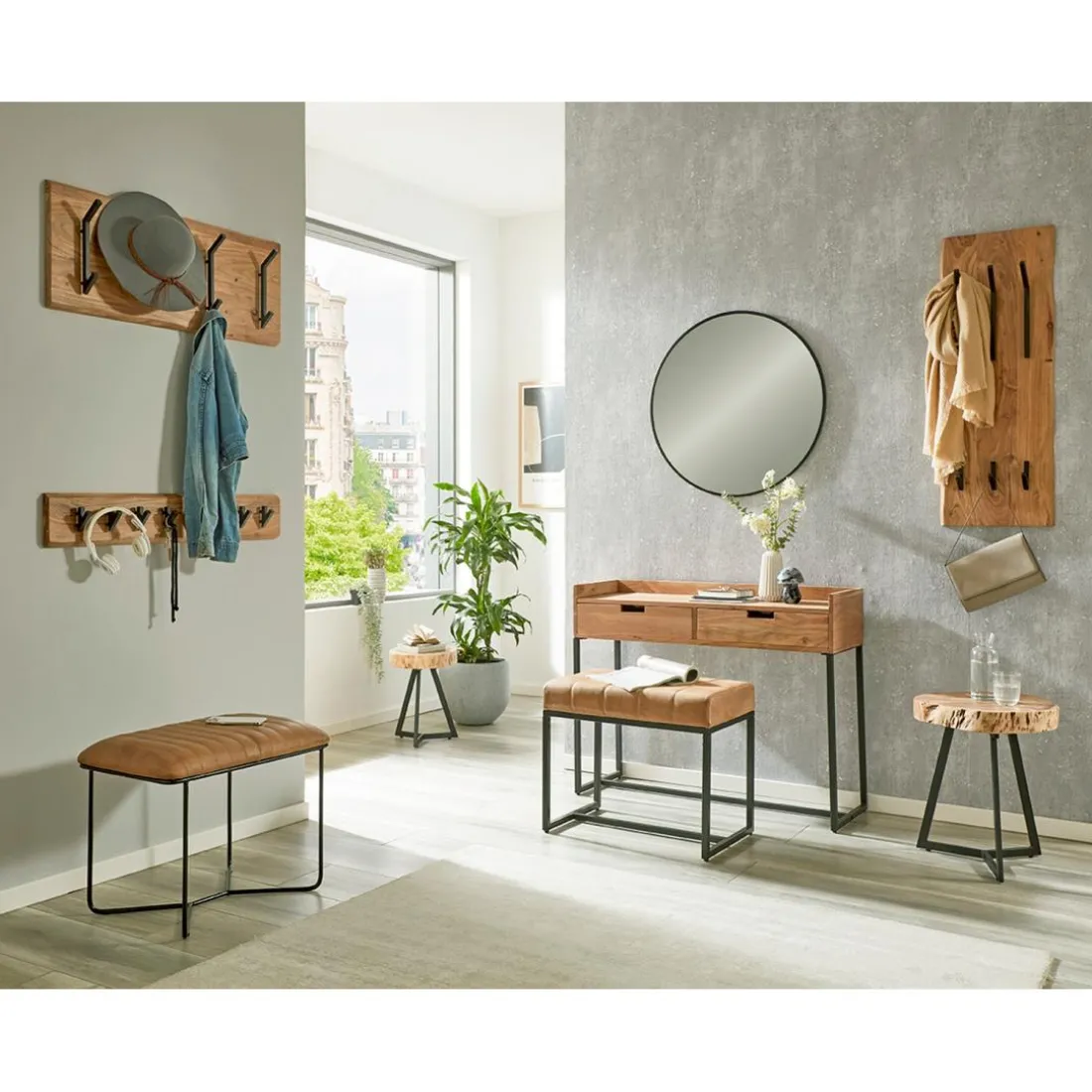 Table d'appoint plateau rondelle d'arbre modèle mini