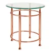 Table d'appoint ronde acier plateau verre transparent