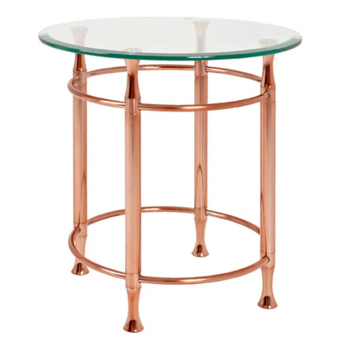 Table d'appoint ronde acier plateau verre transparent