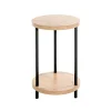 Table d'appoint ronde avec double plateau décor chène