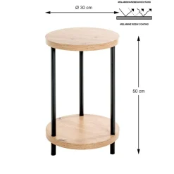 Table d'appoint ronde avec double plateau décor chène