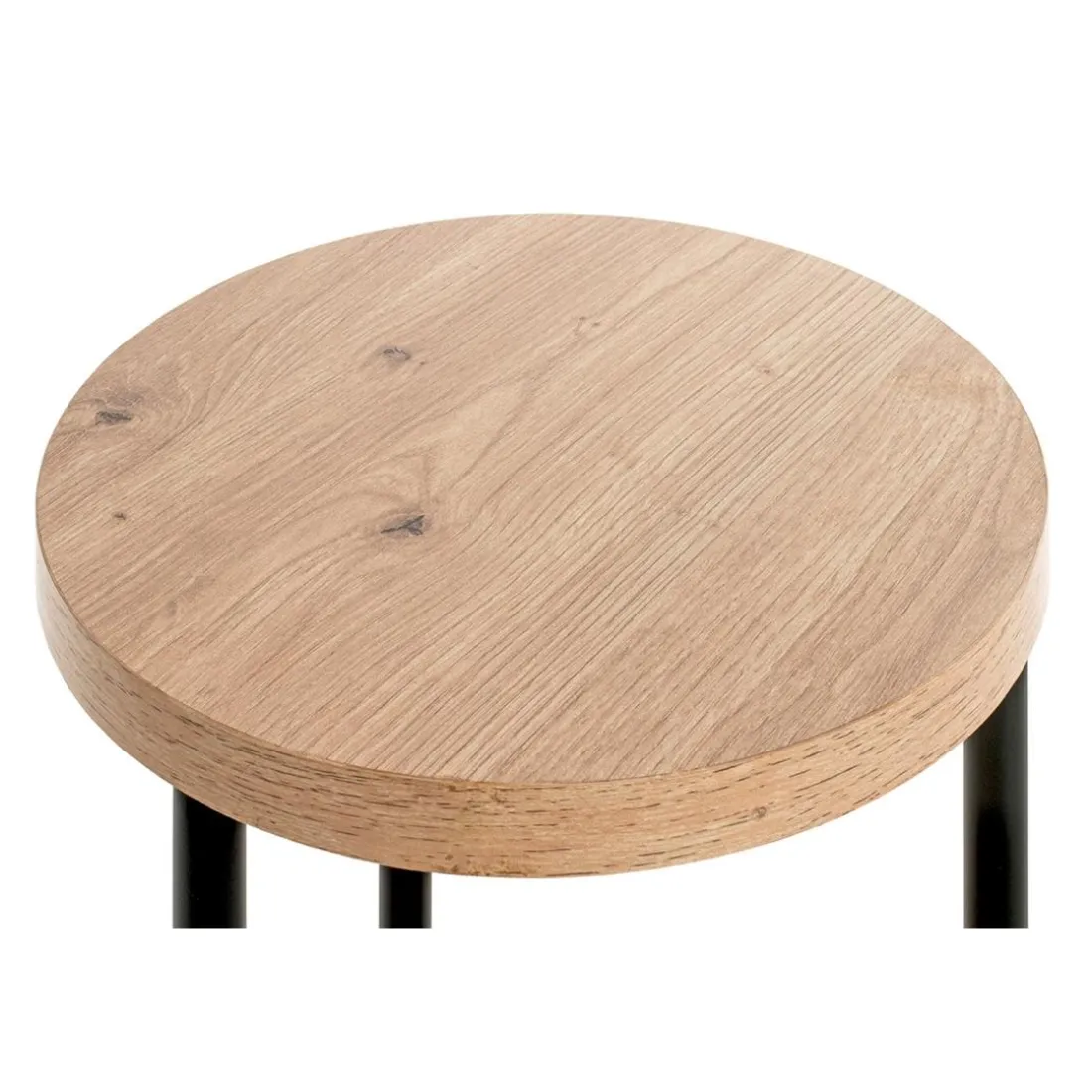 Table d'appoint ronde avec double plateau décor chène