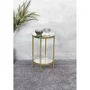 Table d'appoint ronde avec étagères en verre miroir